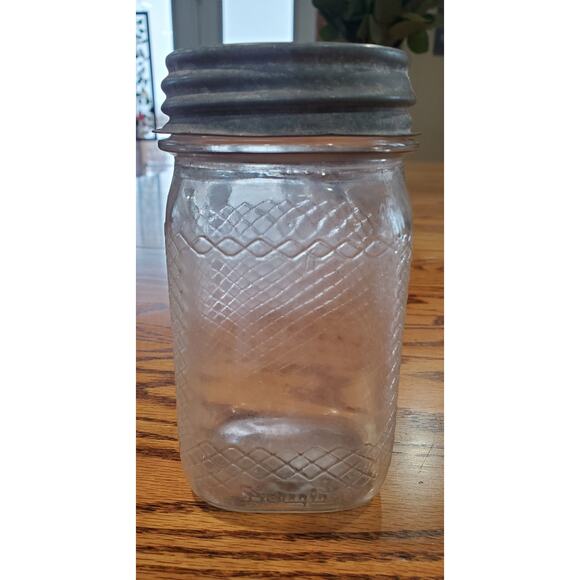 Vintage Art Deco Duraglass Diamond Pattern Pt. Jar - Picture 3 of 5